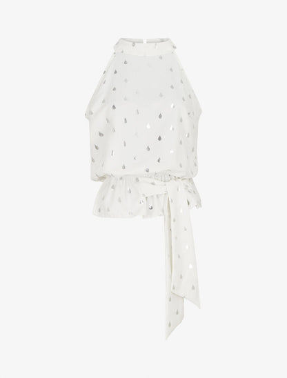 Top droit sans manches flocage gouttes irisées - Blanc - 4
