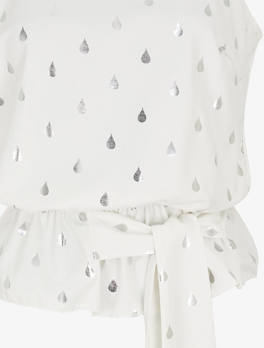 Top droit sans manches flocage gouttes irisées - Blanc - 3