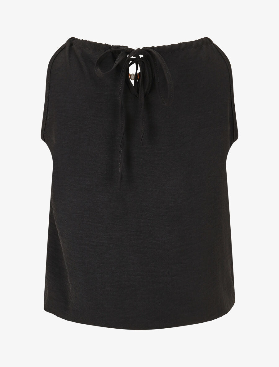 Top boule uni sans manches - Noir - 2