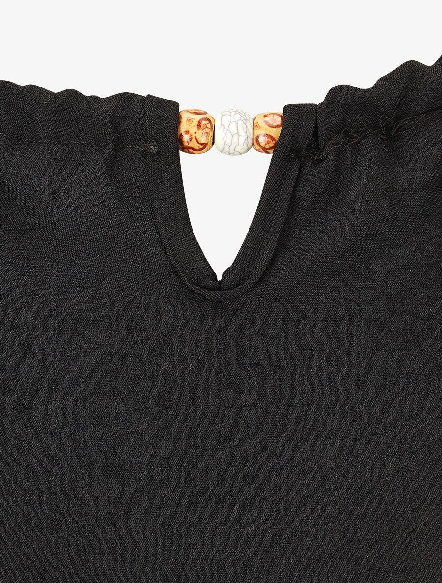 Top boule uni sans manches - Noir - 3