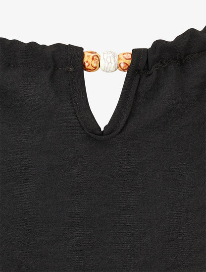 Top boule uni sans manches - Noir - 3