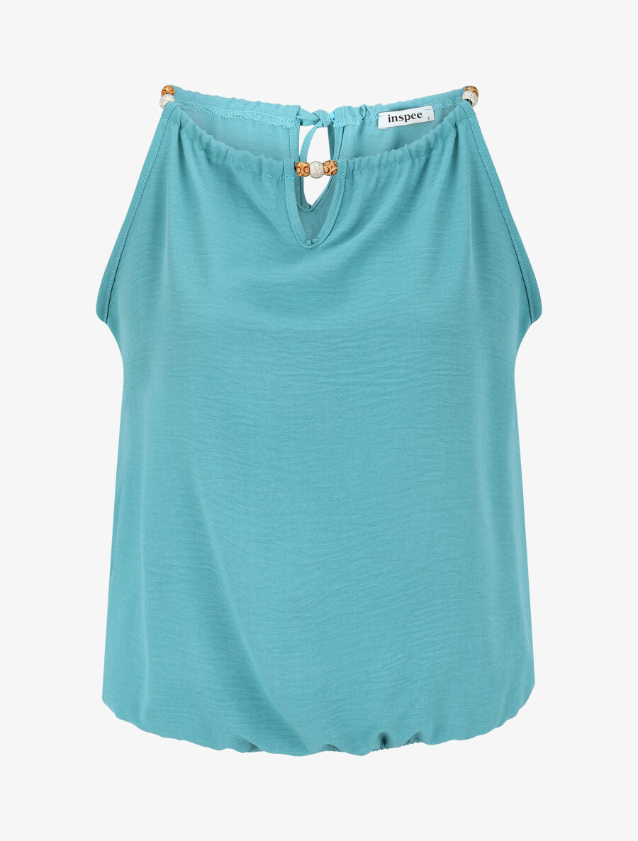 Top boule uni sans manches - Turquoise - 1