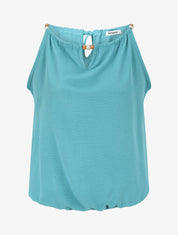 Top boule uni sans manches - Turquoise - 1