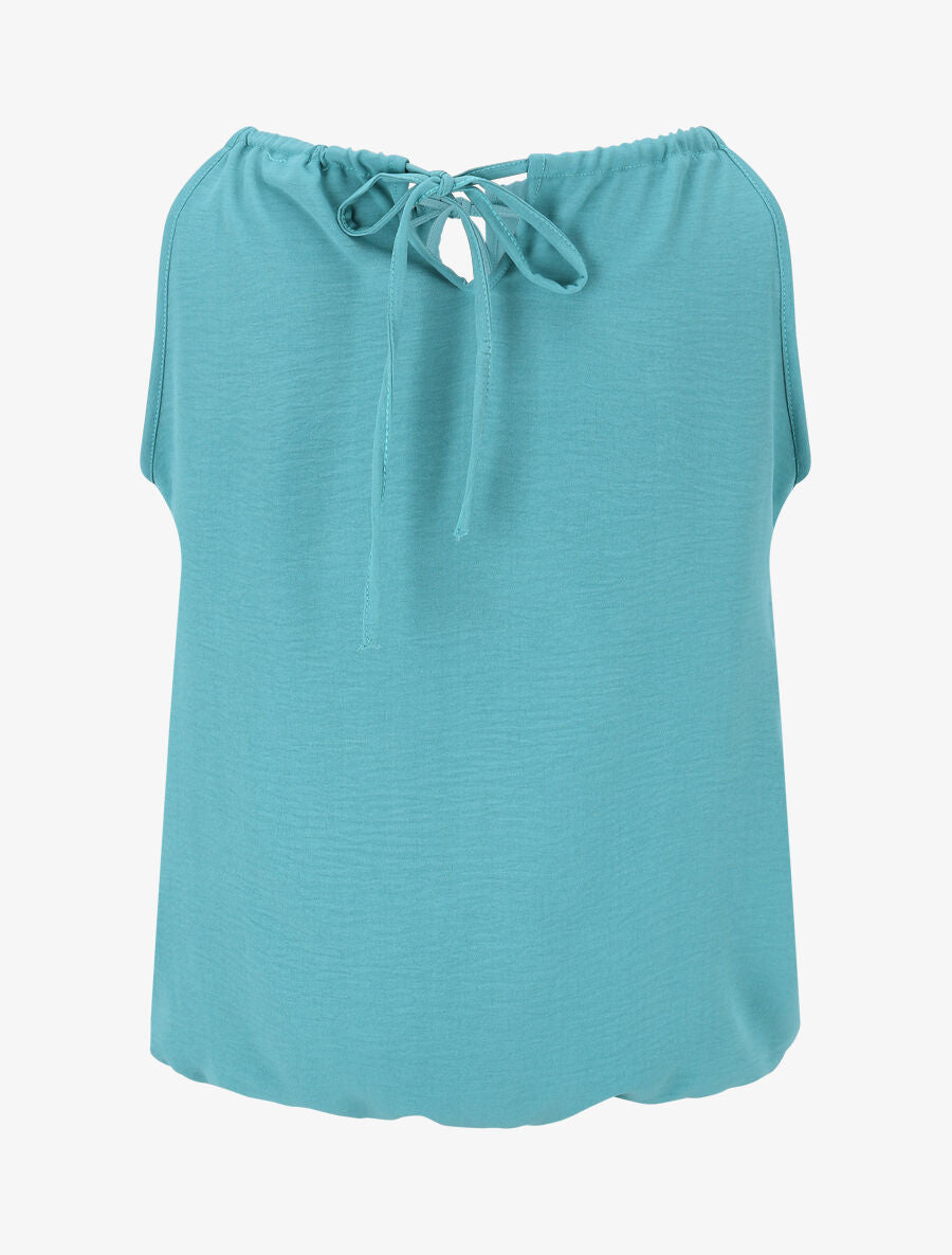 Top boule uni sans manches - Turquoise - 2
