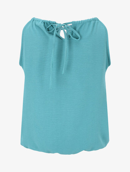 Top boule uni sans manches - Turquoise - 2