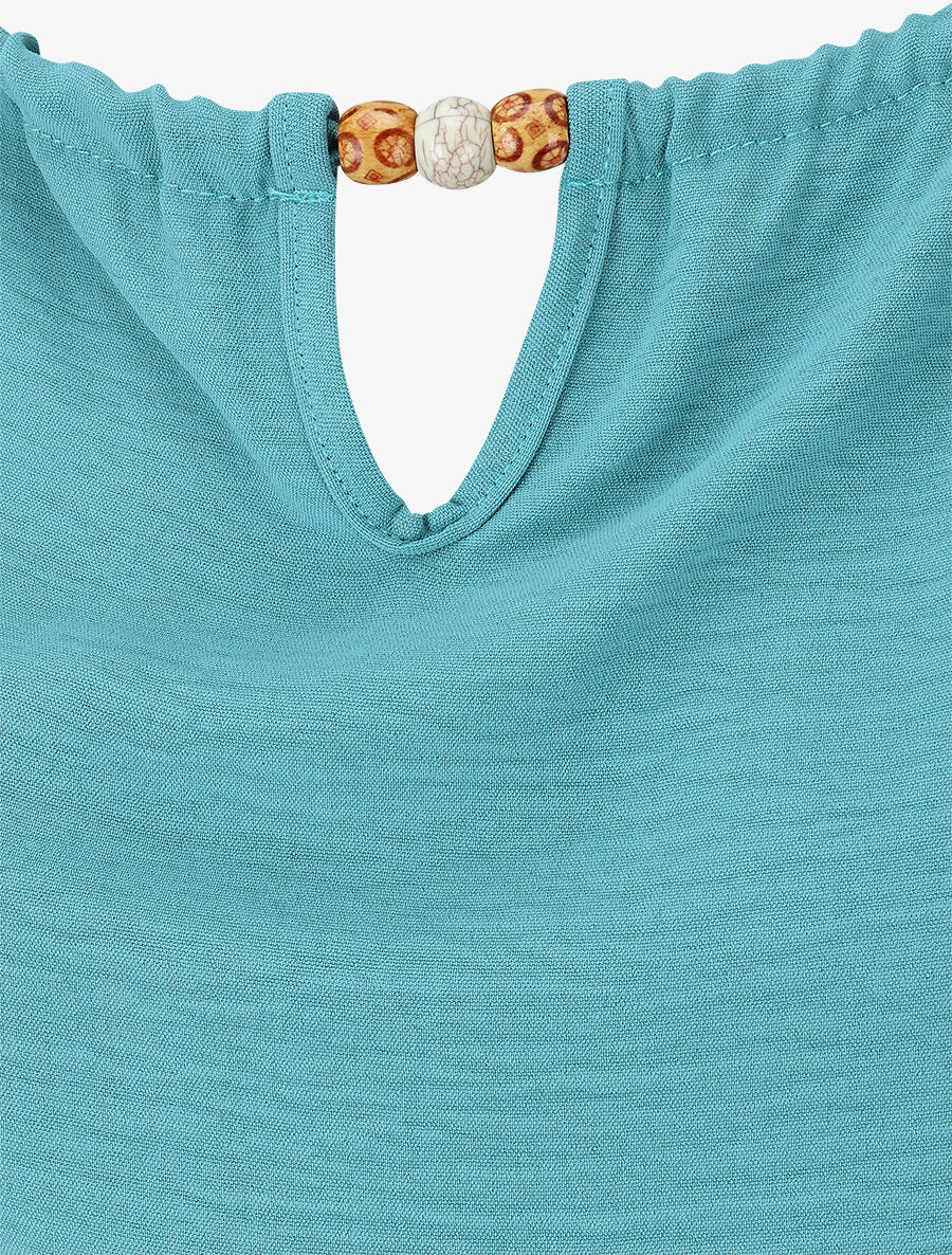 Top boule uni sans manches - Turquoise - 3