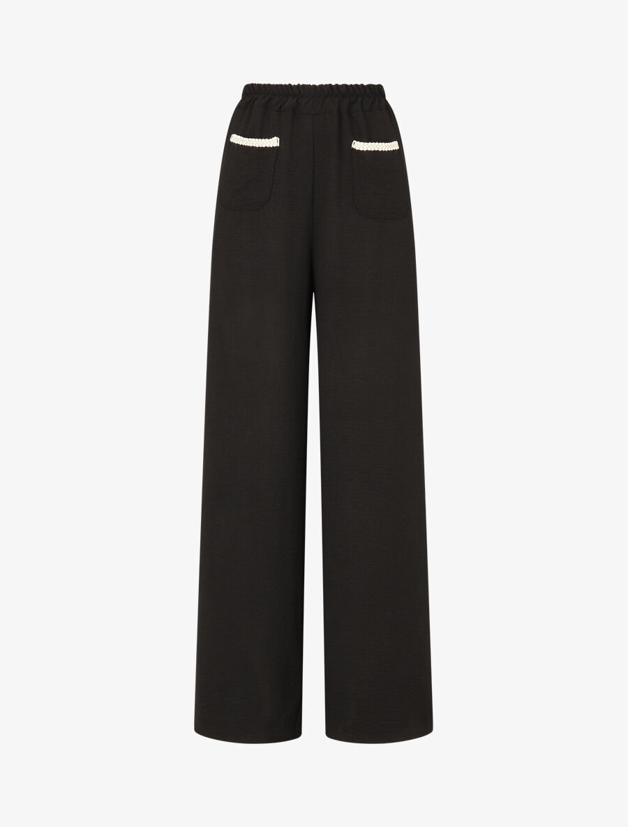 Pantalon fluide à poches stylisés - Noir - 4