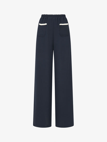 Pantalon fluide à poches stylisés - Marine - 1
