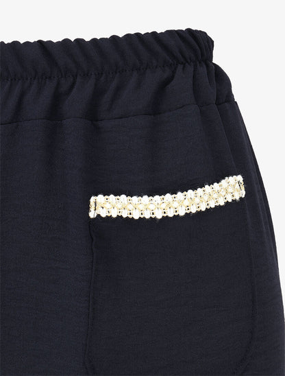 Pantalon fluide à poches stylisés - Marine - 3