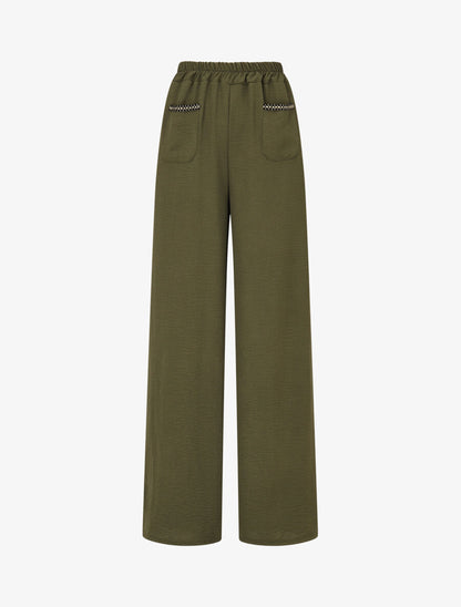 Pantalon fluide à poches stylisés - Kaki - 1