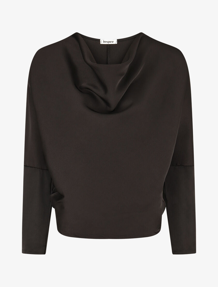 Blouse fluide unie effet satiné - Noir - 4