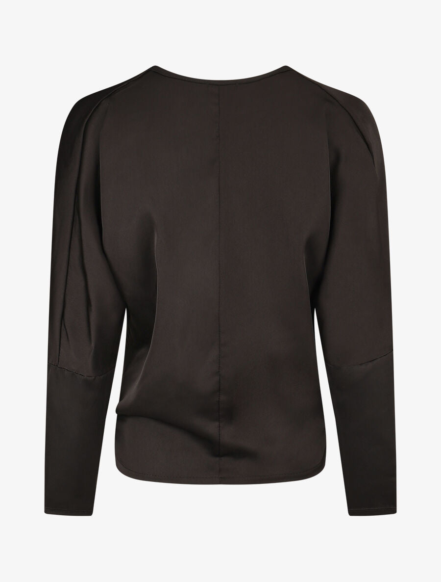 Blouse fluide unie effet satiné - Noir - 2