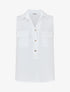 Top uni boutonné effet lin - Blanc - 1