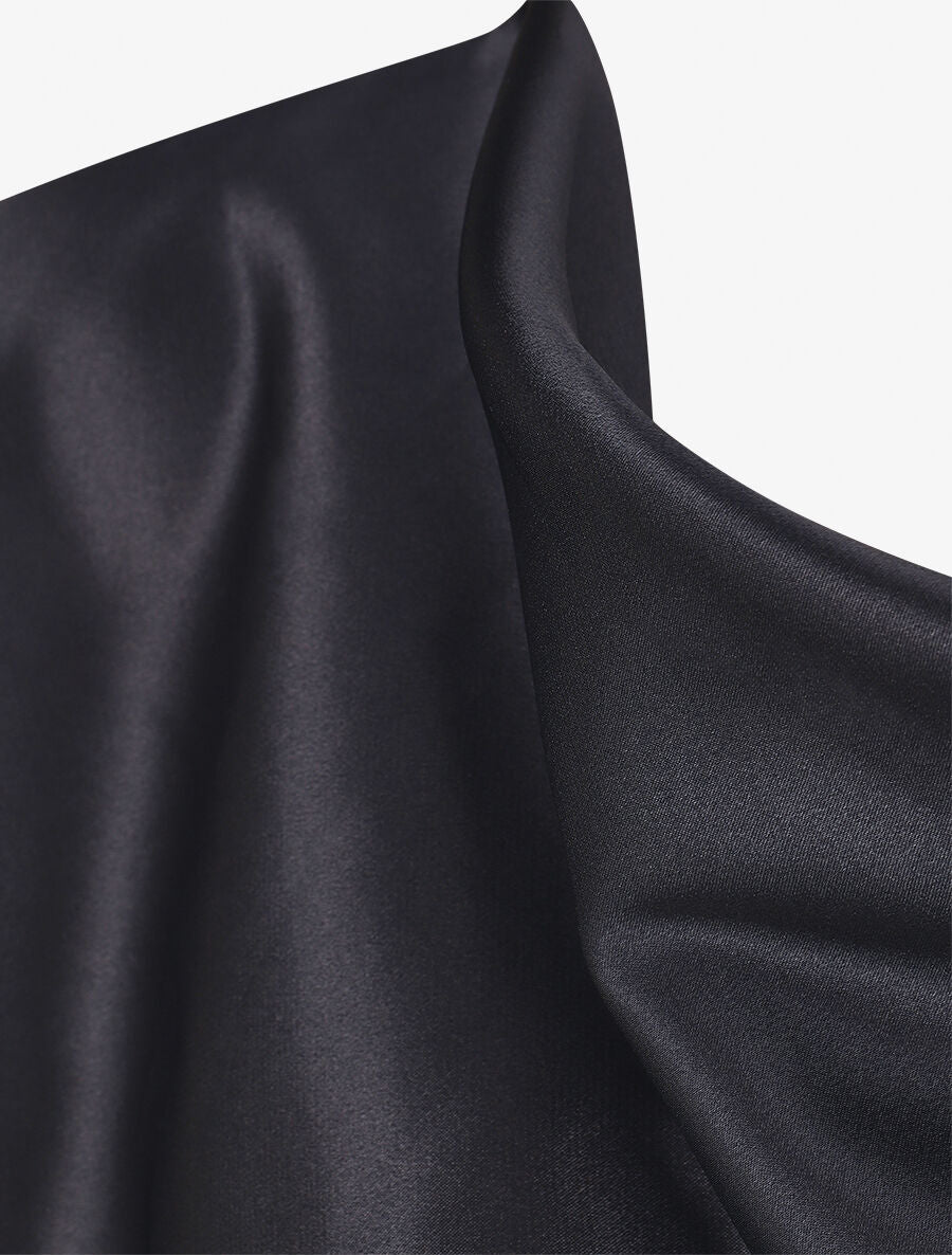 Blouse fluide unie effet satiné - Bleu nuit - 3