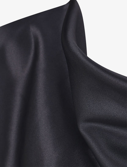 Blouse fluide unie effet satiné - Bleu nuit - 3