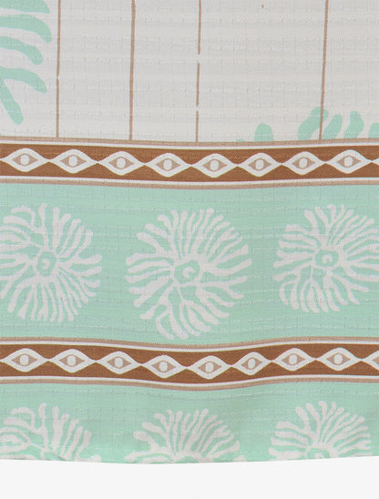 Top à manches volantées imprimé anémones - Turquoise - 3