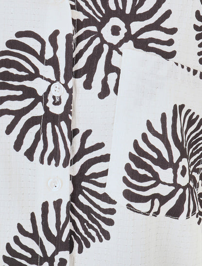 Chemise à manches retroussables imprimé anémones - Noir - 3