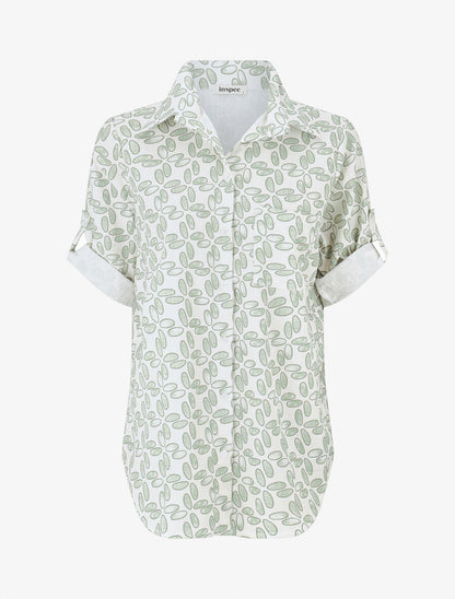 Chemise à manches retroussables imprimé fantaisie - Kaki - 4