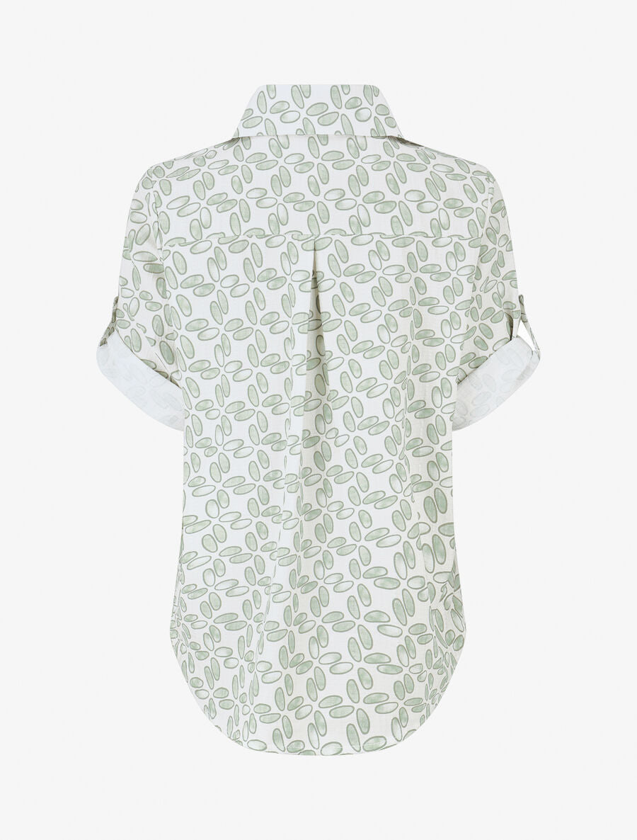 Chemise à manches retroussables imprimé fantaisie - Kaki - 2