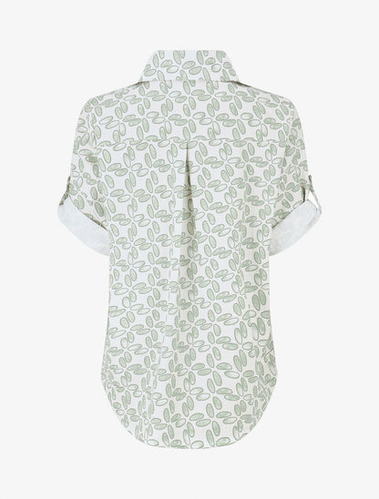 Chemise à manches retroussables imprimé fantaisie - Kaki - 2