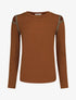 Pull fin à épaules ajourées et empiècements fantaisie - Camel - 4