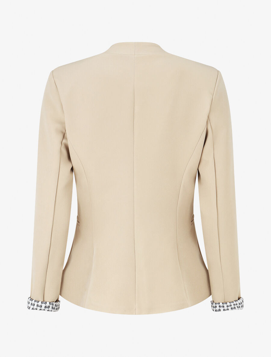 Veste droite à épaulettes - Beige - 2