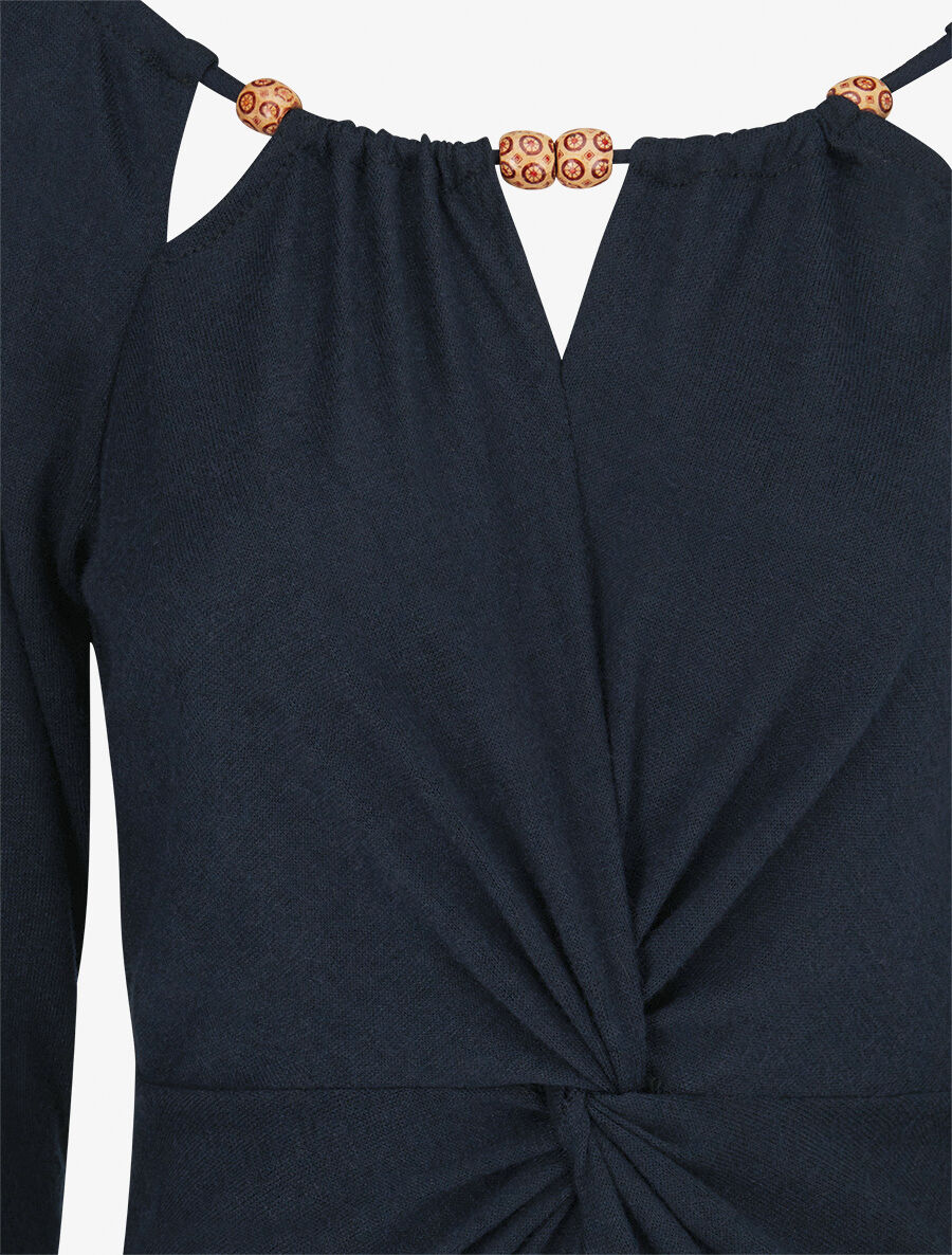 Pull fin à nœud et liens à nouer - Marine - 3