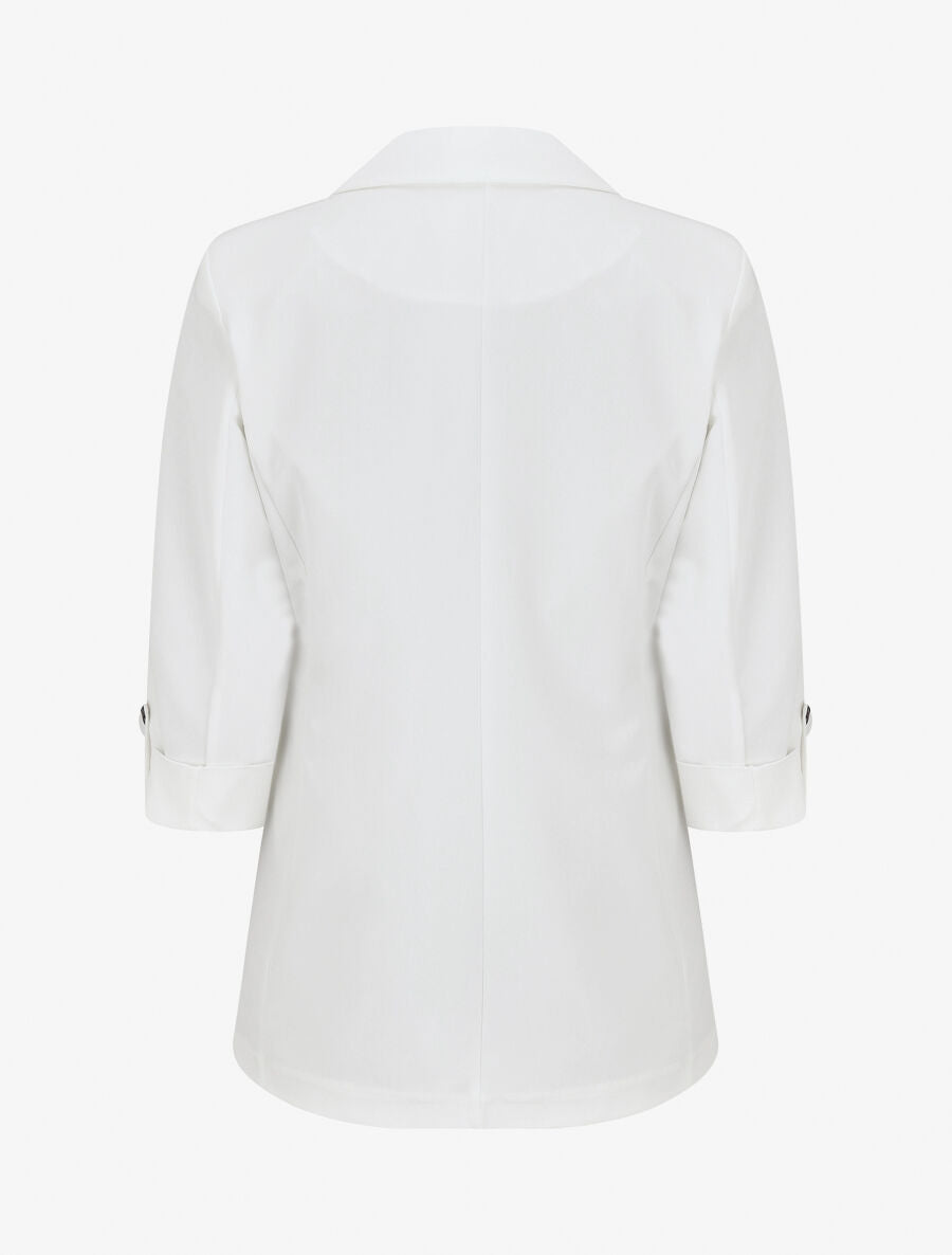 Blazer droit épaulettes et manches 3/4 - Blanc - 2