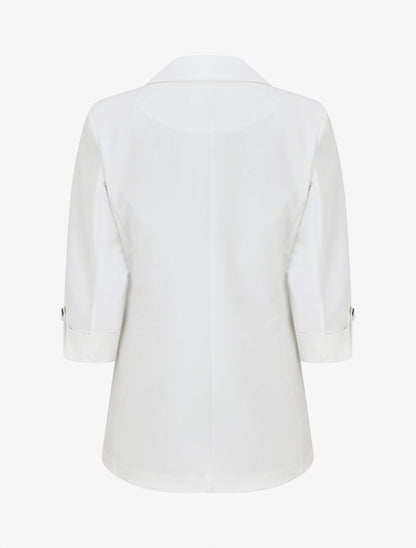 Blazer droit épaulettes et manches 3/4 - Blanc - 2