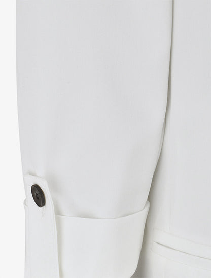 Blazer droit épaulettes et manches 3/4 - Blanc - 3