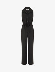 Combinaison droite sans manches style chemise - Noir - 4