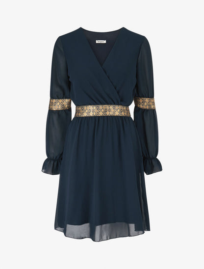 Robe patineuse à bandes irisées - Marine - 1
