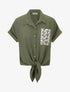 Chemise manches courtes et poche fantaisie - Kaki - 1