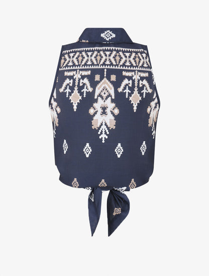 Chemise sans manches imprimé graphique - Marine - 2