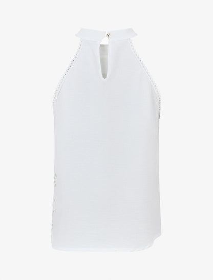 Top sans manches en broderie anglaise col américain - Blanc - 2