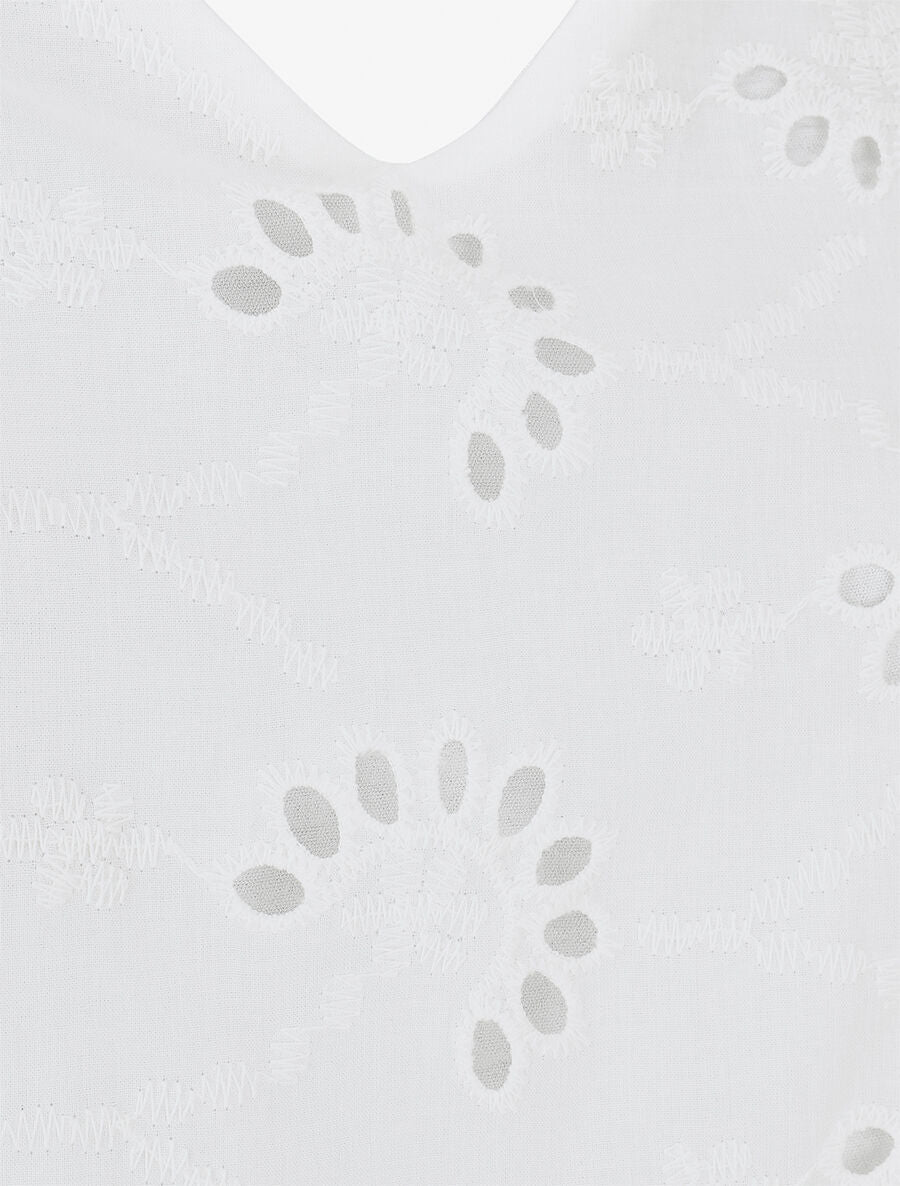Débardeur droit en broderie anglaise à noeuds - Blanc - 3