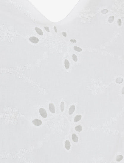 Débardeur droit en broderie anglaise à noeuds - Blanc - 3