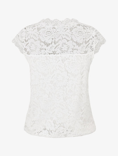 Top droit en dentelle col V - Blanc - 2