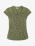 Top droit en dentelle col V - Kaki - 1