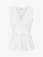 Top ajusté sans manches en dentelle - Blanc - 1