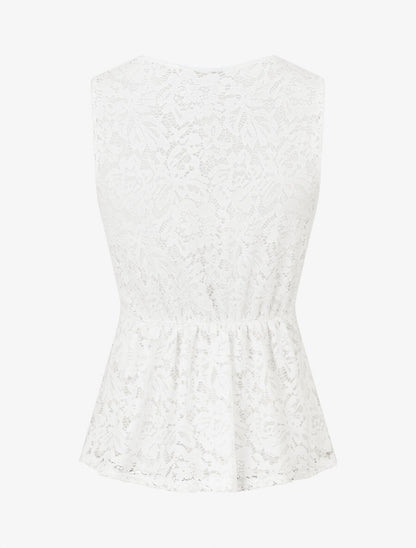 Top ajusté sans manches en dentelle - Blanc - 2