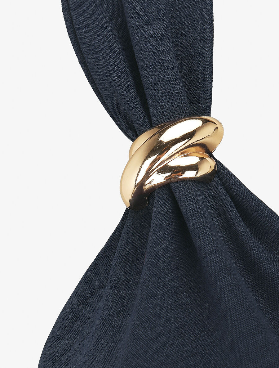 Robe longue fluide à bretelles bijoux - Marine - 3