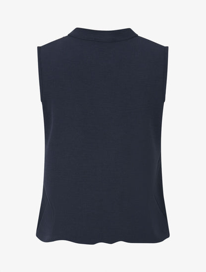 Top droit sans manches empiècements crochet - Marine - 2