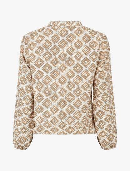 Blouse manches longues imprimé ikat - Camel - 2