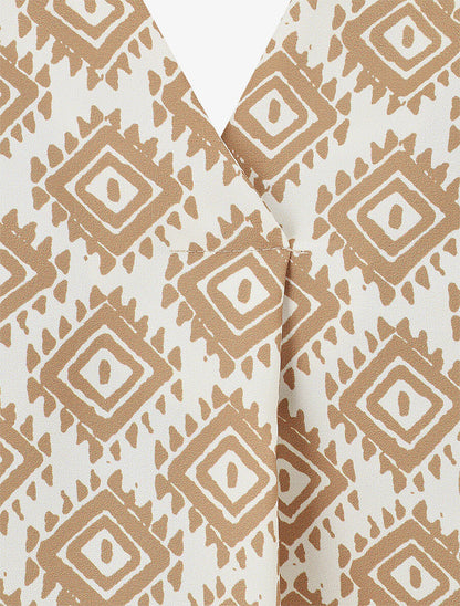 Blouse manches longues imprimé ikat - Camel - 3
