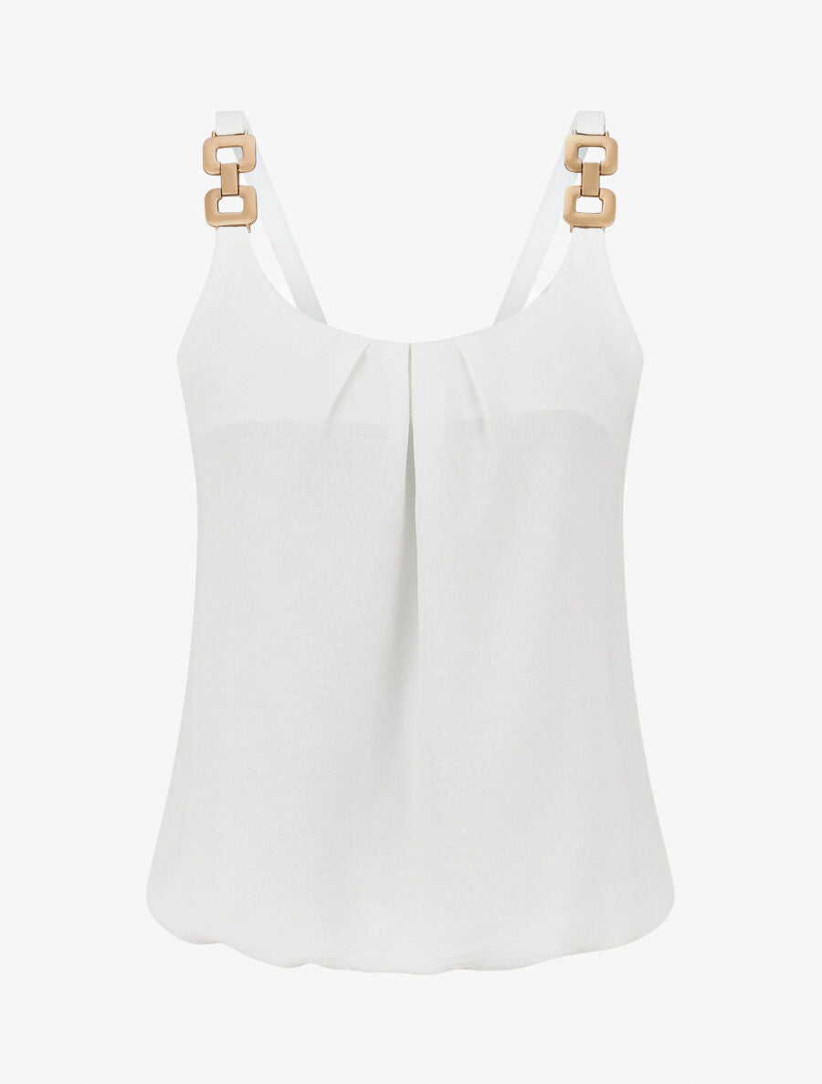 Top droit bretelles fantaisies - Blanc - 4