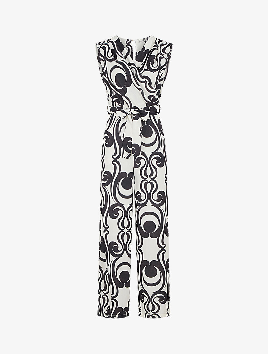 Combinaison droite sans manches imprimé graphique - Noir - 4