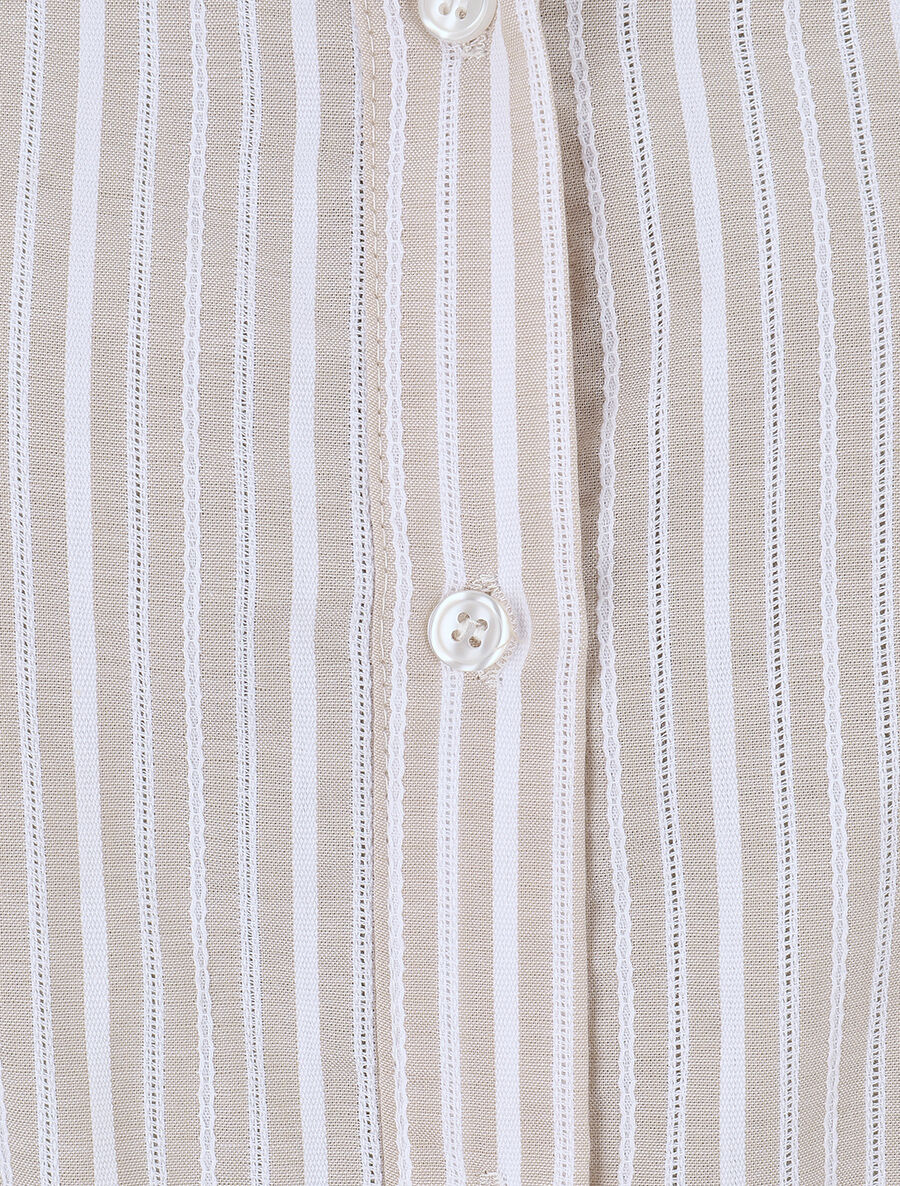 Chemise manches 3/4 à rayures - Beige - 3