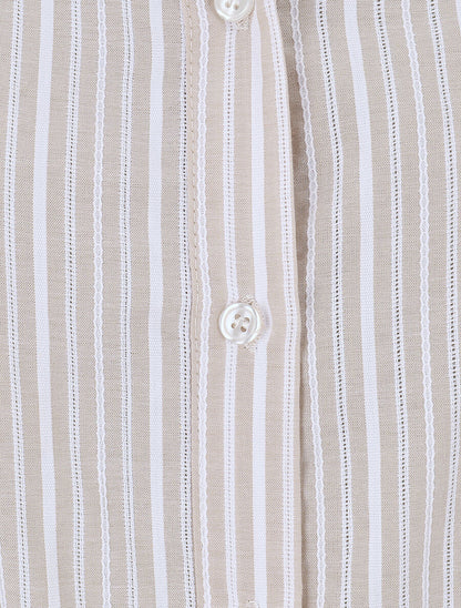 Chemise manches 3/4 à rayures - Beige - 3