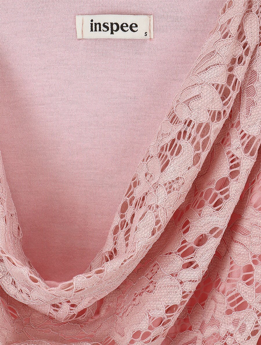 Top en dentelle sans manches à col bénitier - Rose - 3